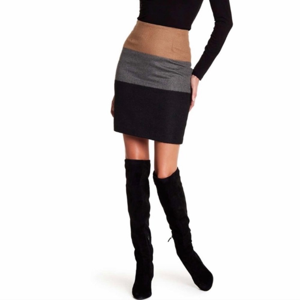 AMANDA + CHELSEA Color Block Mini Pencil Skirt